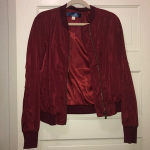 Maroon bomber jacket